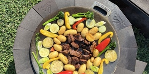 очаг костровой из кирпича (черный огнеупорный кирпич  Montenegro)