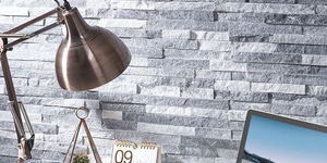 Стена из камня в интерьере 3D панели RKS SLATE Мрамор Cloudy Grey купить с доставкой (2)