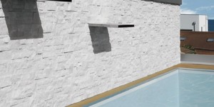 Фасад дома из натурального белого камня заказать 3D панели RKS SLATE Кварцит White Quartz Modern с доставкой (6)