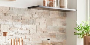 Кухонный фартук из каменной плитки 3D панели RKS SLATE Кварцит Beige Quartz Modern