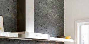 Кухонный фартук из камня фото интерьера 3D панели RKS SLATE Сланец Matt Black Slate Classic (2)